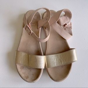 M&S Womens Dusty Pink Gold Leather Sandals Size UK 4.5, US 6.5